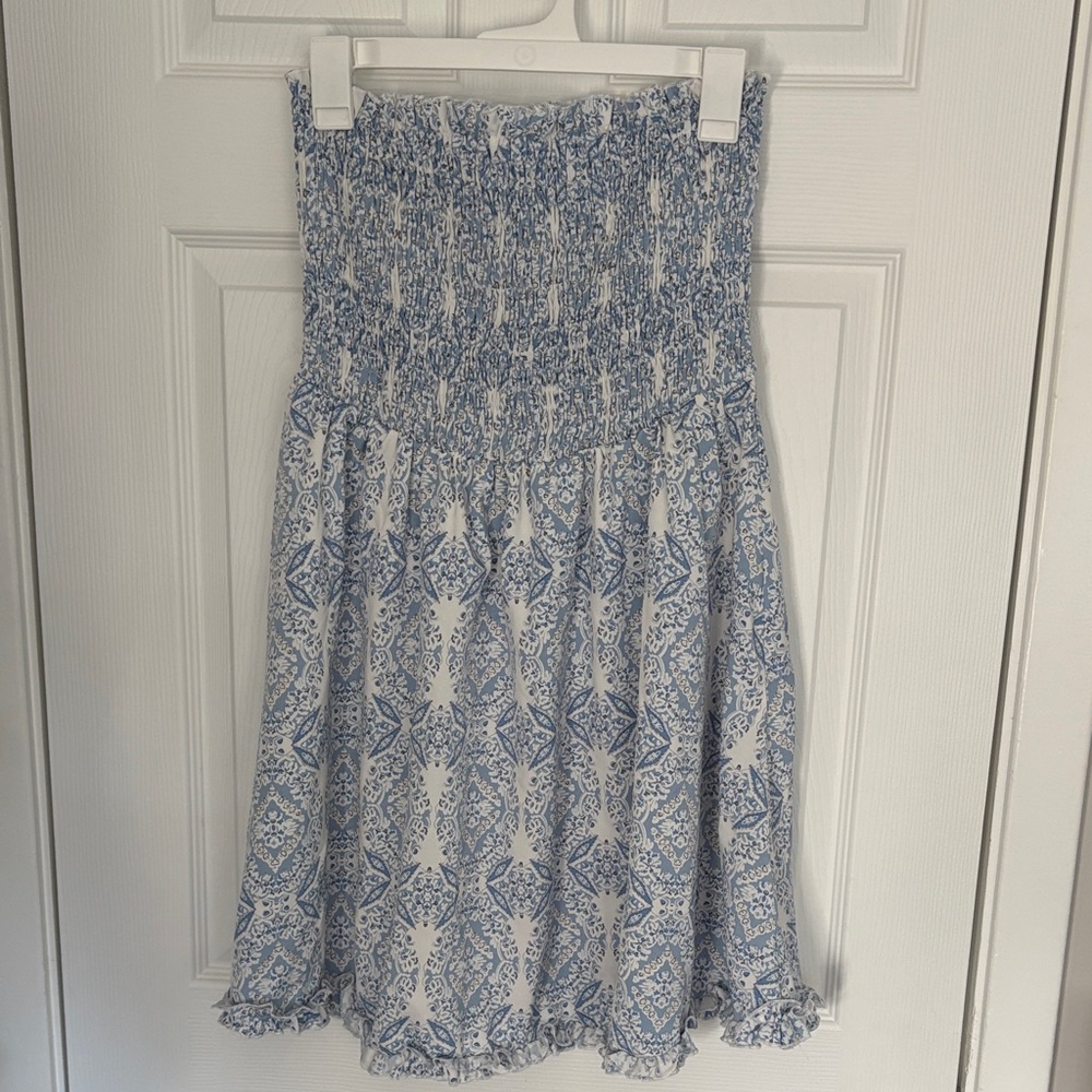 Smocked Blue Printed Women’s Dress